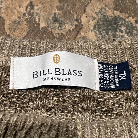 Vintage Made in USA Bill Blass Brown cable knit striped sweater men’s size XL - Picture 3 of 8